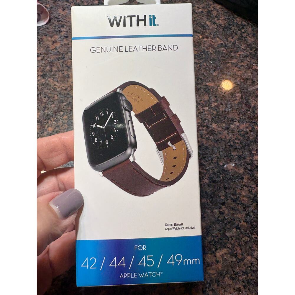 Brown Leather Watch Band for Apple Watch 42/44/45/49mm NIB